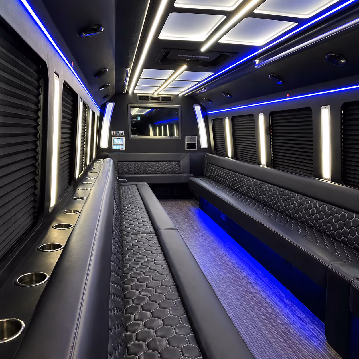 Lafayette Bachelor & Bachelorette Transportation party bus interior