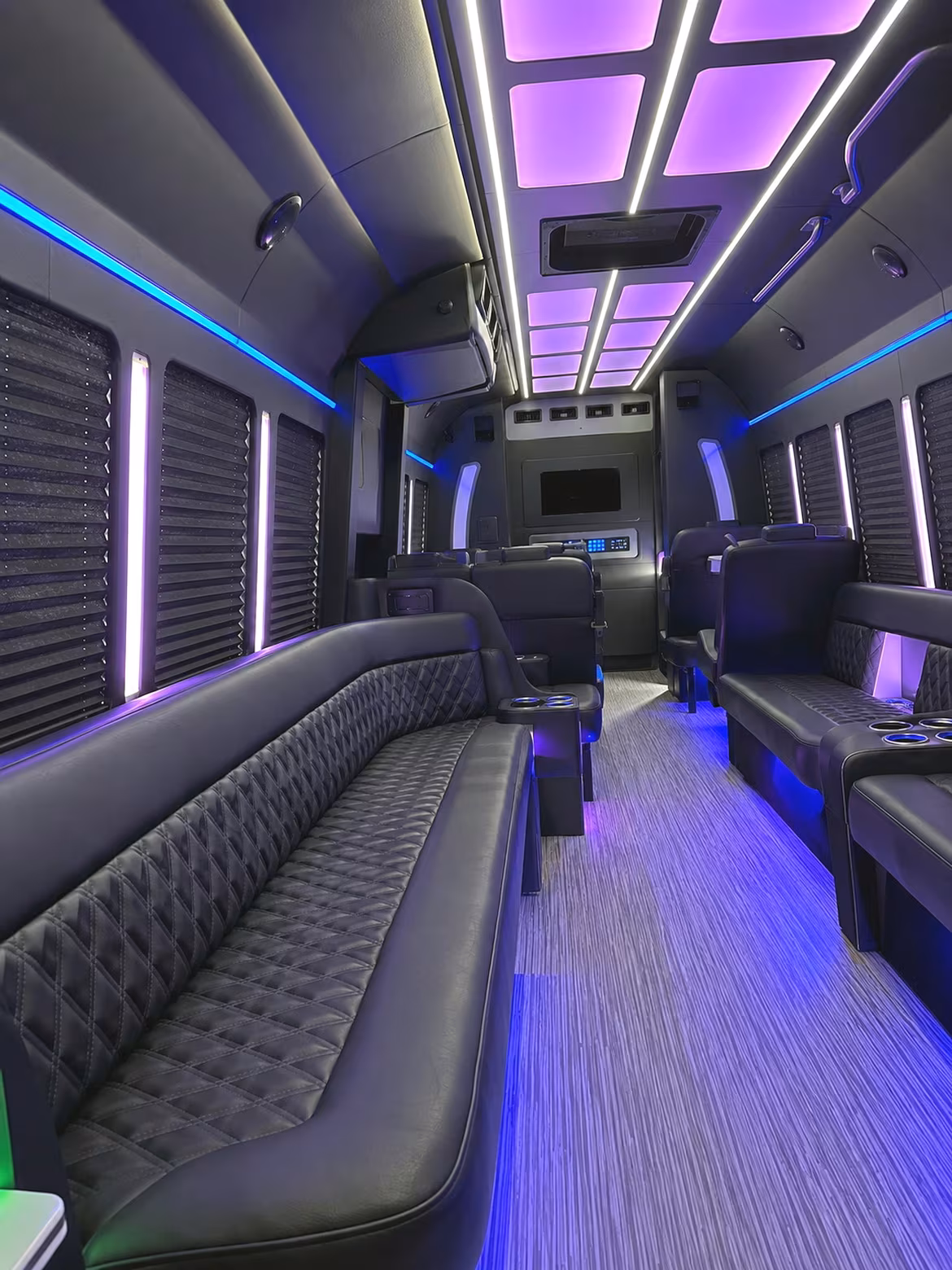 Lafayette Private Event Transportation party bus interior