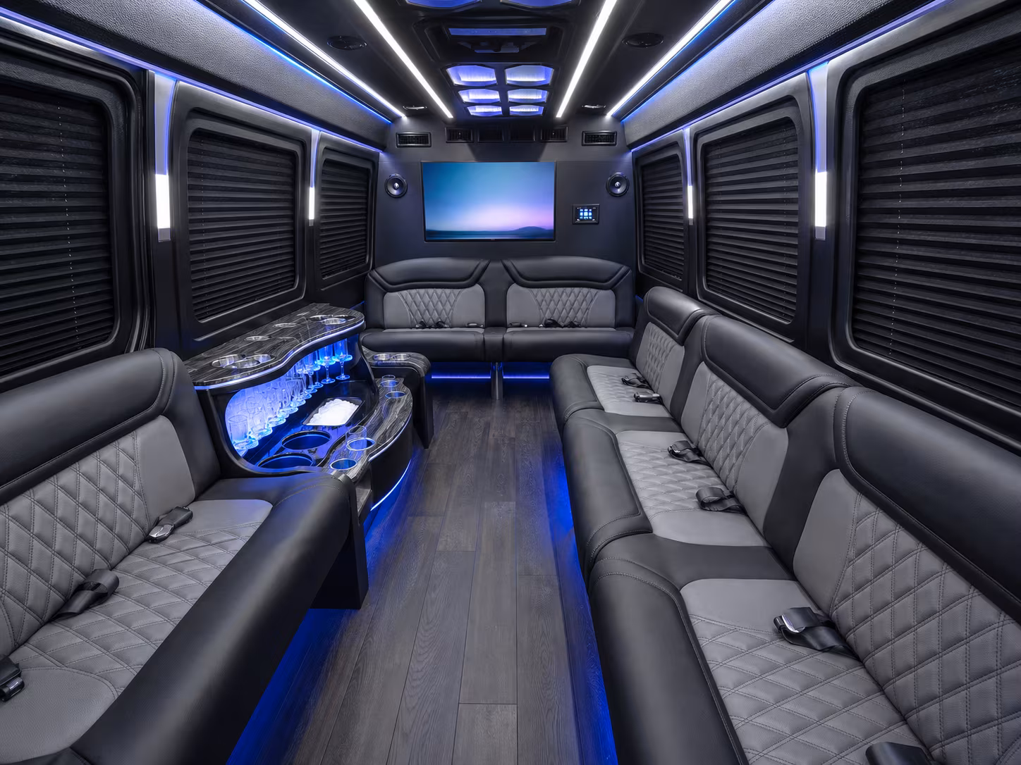 Lafayette School Event Transportation party bus interior