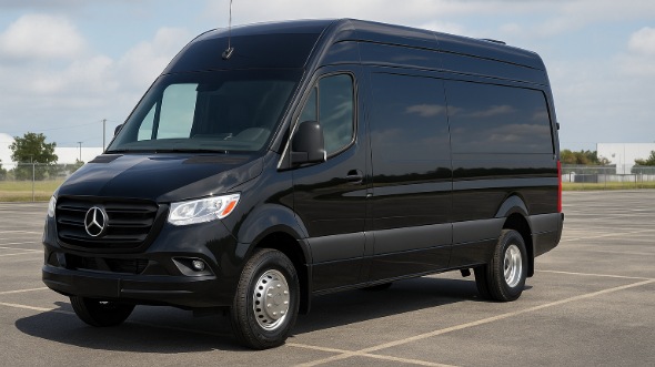 Exterior of Charter Bus Company Gulfport's 14 Passenger Sprinter Limousine in Gulfport