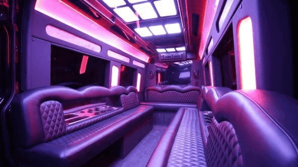 Interior of Charter Bus Company Baton Rouge's 14 Passenger Sprinter Limousine in Baton Rouge