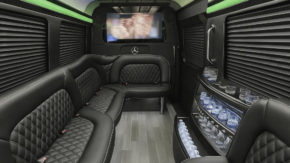 Interior of Charter Bus Company Biloxi's 14 Passenger Sprinter Limousine in Biloxi
