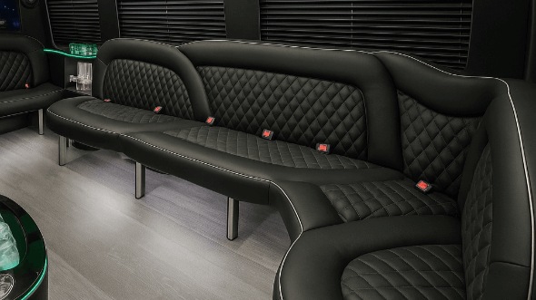 Interior of Charter Bus Company Lake Charles's 14 Passenger Sprinter Limousine in Lake Charles