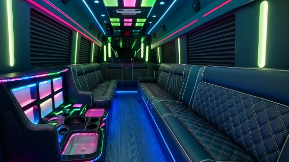 Interior of Charter Bus Company Gulfport's 30 Passenger Party Bus in Gulfport