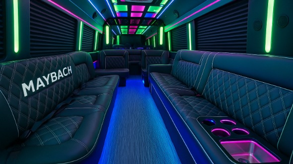 Interior of Charter Bus Company Shreveport's 30 Passenger Party Bus in Shreveport
