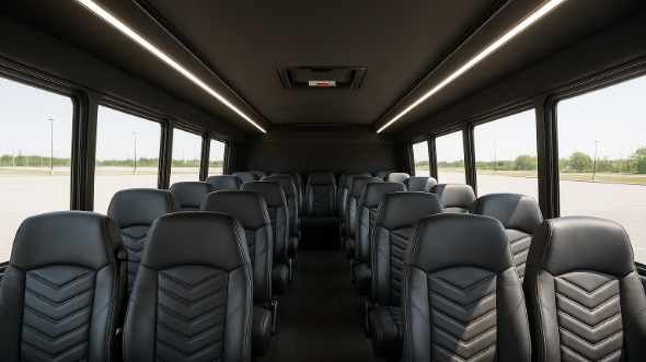 Interior of Charter Bus Company Lafayette's 35 Passenger Mini Bus in Lafayette