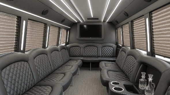 Interior of Charter Bus Company Lake Charles's 40 Passenger Party Bus in Lake Charles