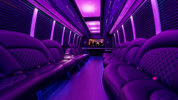 Interior of Charter Bus Company Shreveport's 40 Passenger Party Bus in Shreveport