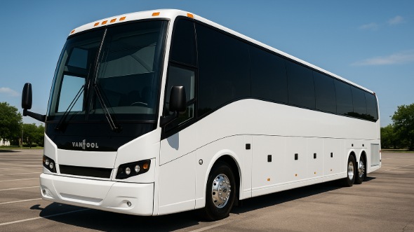 Exterior of Charter Bus Company College Station's 50 Passenger Party Bus in College Station